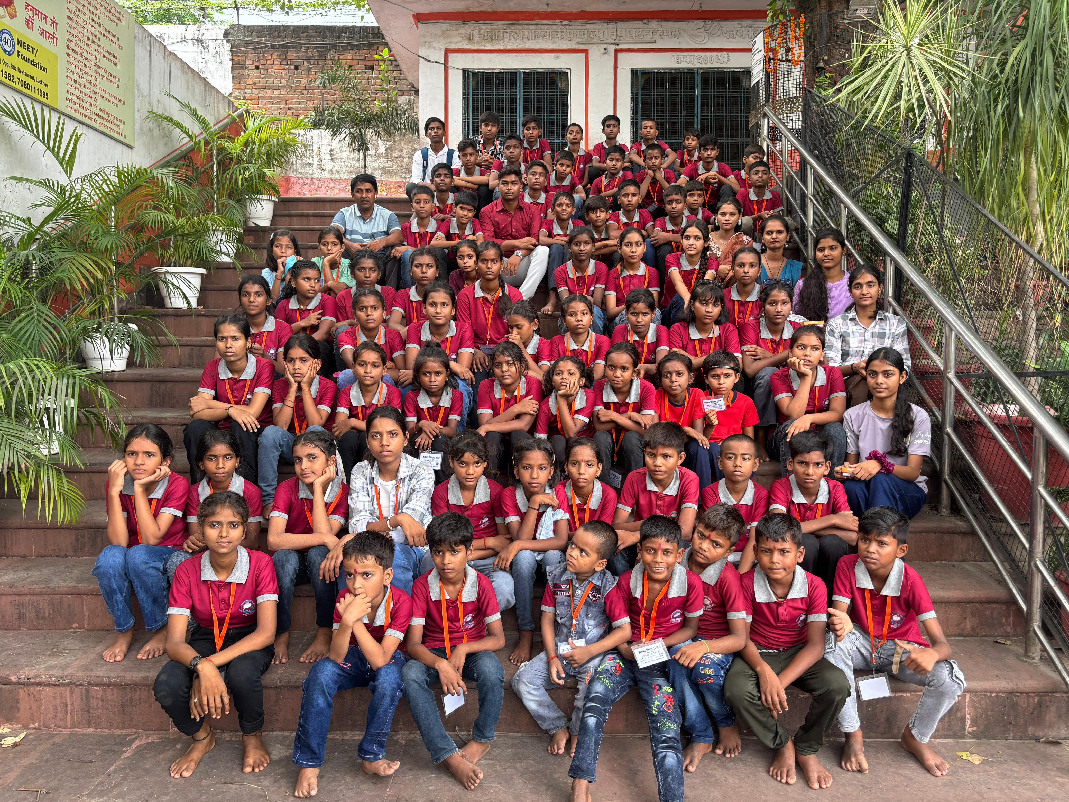 Kids playing in the courtyard