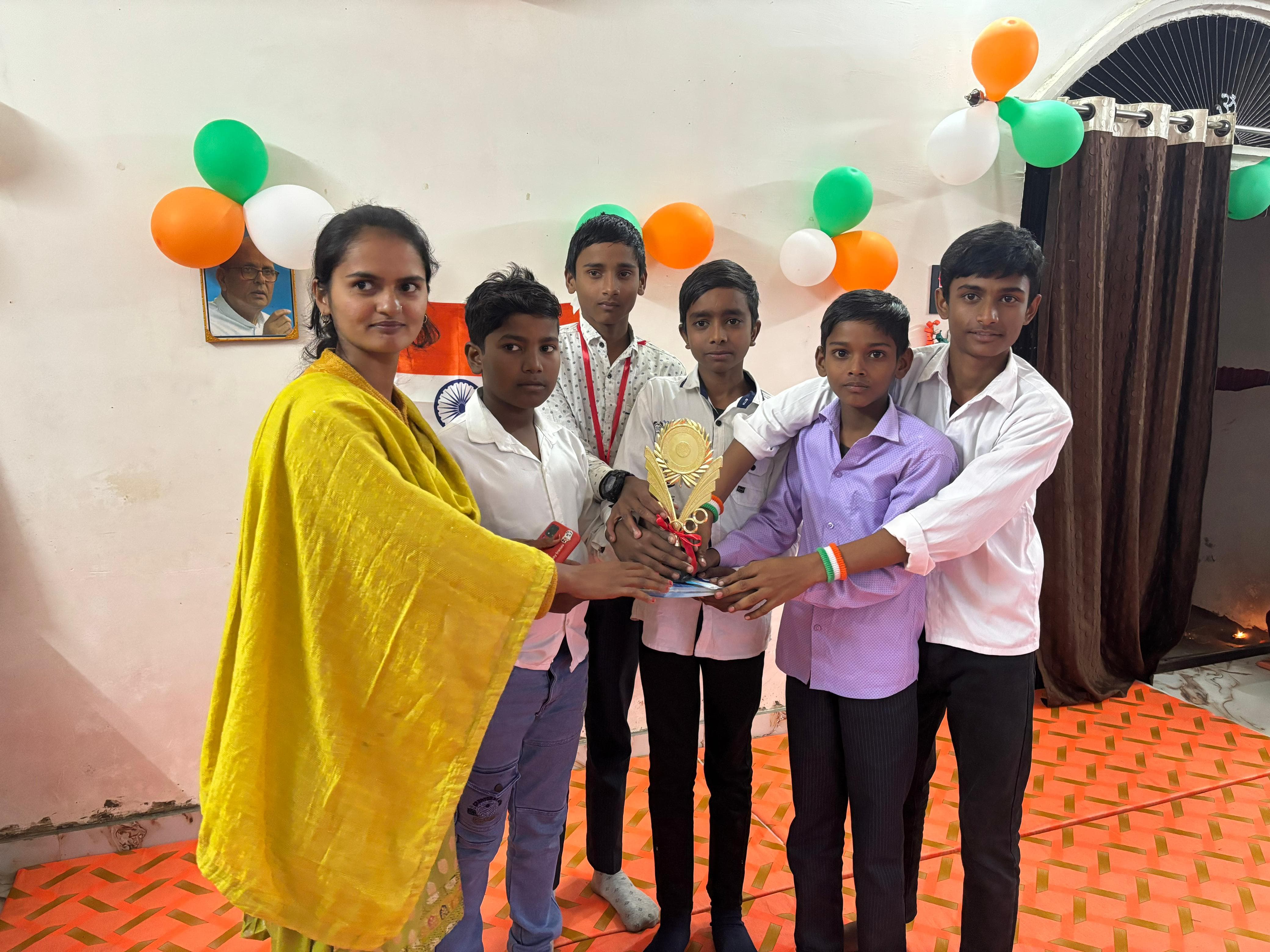 Volunteers teaching students